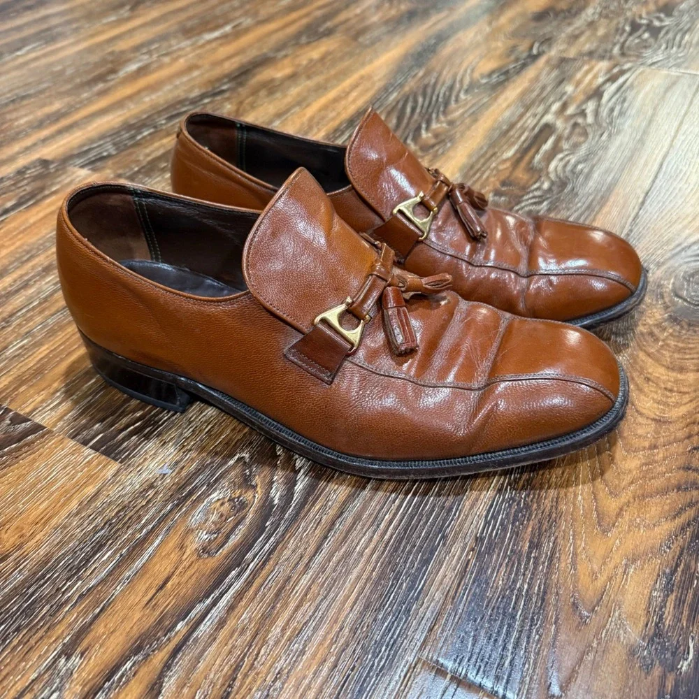 Florsheim Imperial 10 D Tassel Loafers Mens Brown Leather Gold Bit 93055